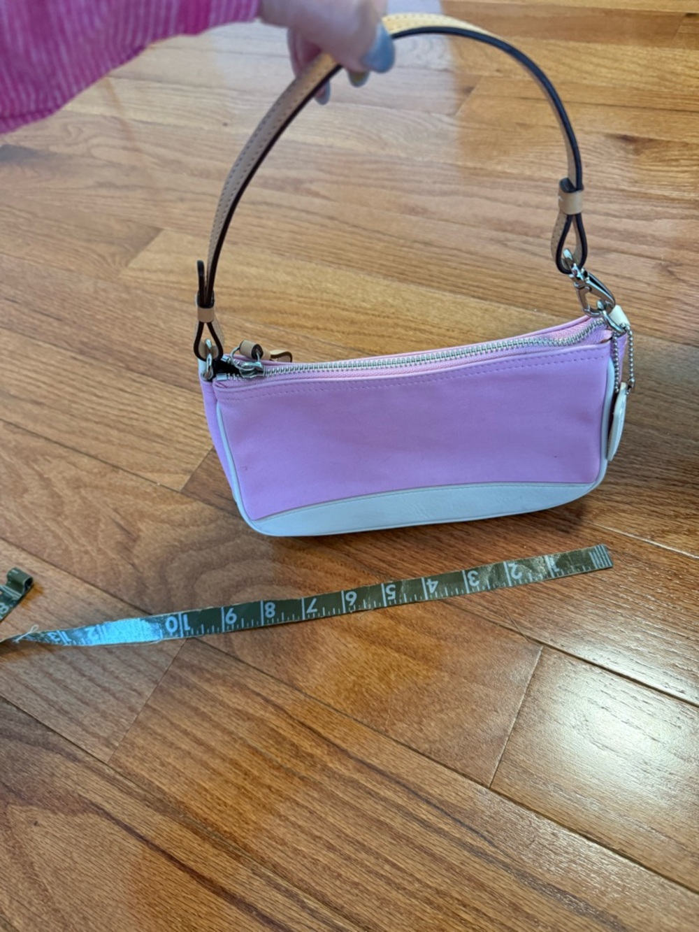 Coach Pink and White Mini Shoulder Bag
